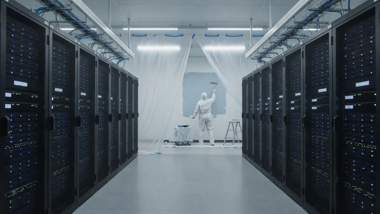 Painter behind containment in a live Atlanta data center