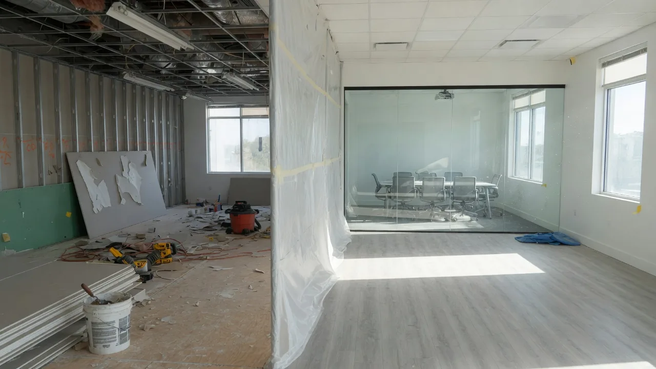 Commercial office renovation in Atlanta mid-project