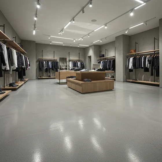 Dyed and stained polished concrete retail showroom floor in Atlanta