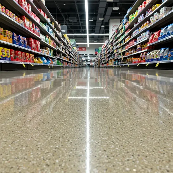 Polished-concrete style grocery and retail floor coating in Atlanta
