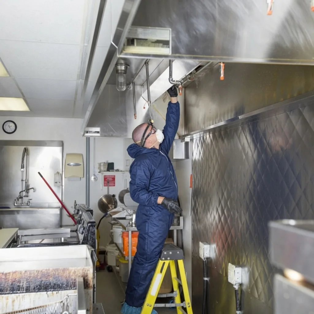 Southeast Commercial Services crew deep cleaning a hospital foodservice kitchen in Marietta, GA