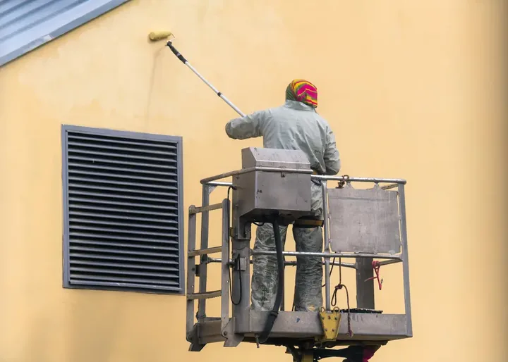 Multi-story exterior building coatings on a mid-rise Atlanta office