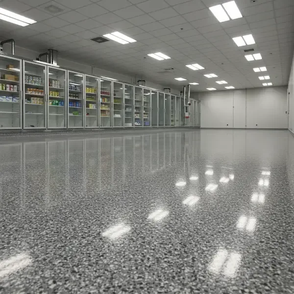 Warehouse floor coating and epoxy crossover work in an Atlanta facility