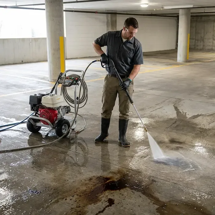 Concrete and sidewalk pressure washing for an Atlanta commercial property