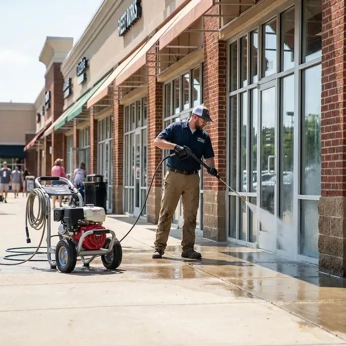 Loading dock and warehouse exterior pressure washing in Atlanta